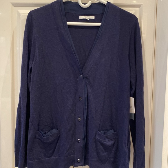 Alfred Sung cardigan sweater, long sleeve, buttons, pockets, grapeseed, large - Picture 1 of 11